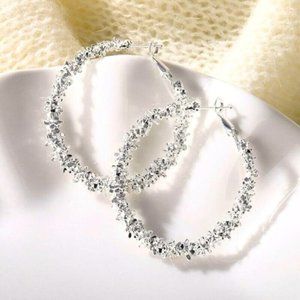New Beautiful 925 Silver Nugget Hoops